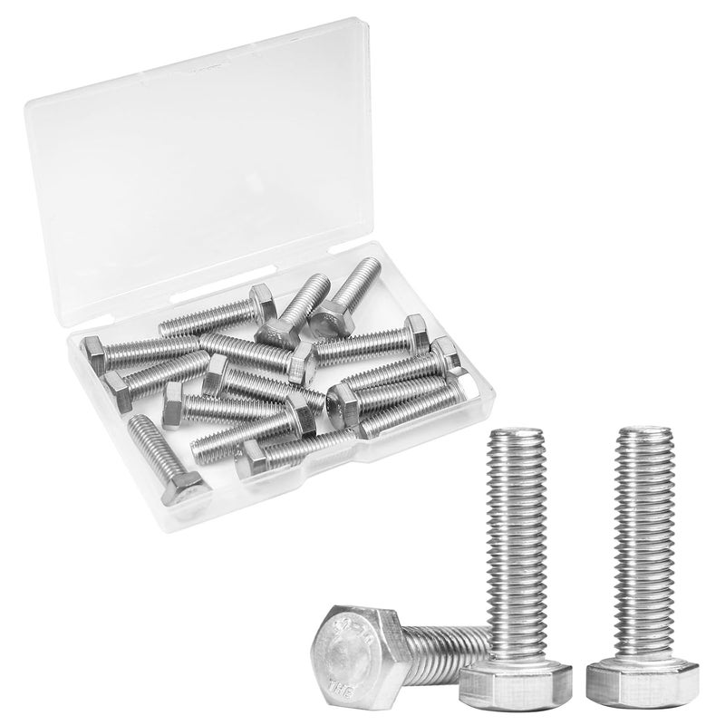 Yinpecly 15 Pcs M8 Hex Bolts M8-1.25 x 30mm Hex Head Screw Bolt 304 Stainless Steel M8-1.25mm Hexagon Bolts Hex Head Screws, Metric Machine Fully Thread, Bright Finish - Image 1